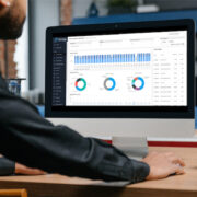 Dashboard view of the M3 Vision portal showing real-time monitoring of AV systems across multiple conference rooms.